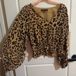 Sugarlips Animal Print V-Neck Blouse